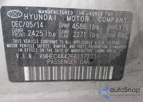 2015 Hyundai Sonata Hybrid from USA, damaged, VIN KMHEC4A42FA137333